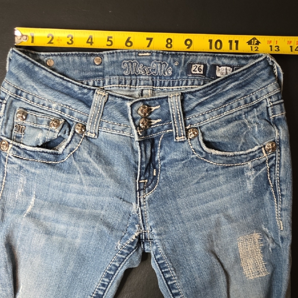 Miss Me Light Blue Skinny Jeans with Embellished Pockets - Picture 10 of 16